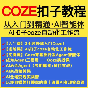 扣子coze使用教程-coze工作流从入门到精通智能体开发搭建应用实战教学课程【电商热销862】-欢迎访问本站